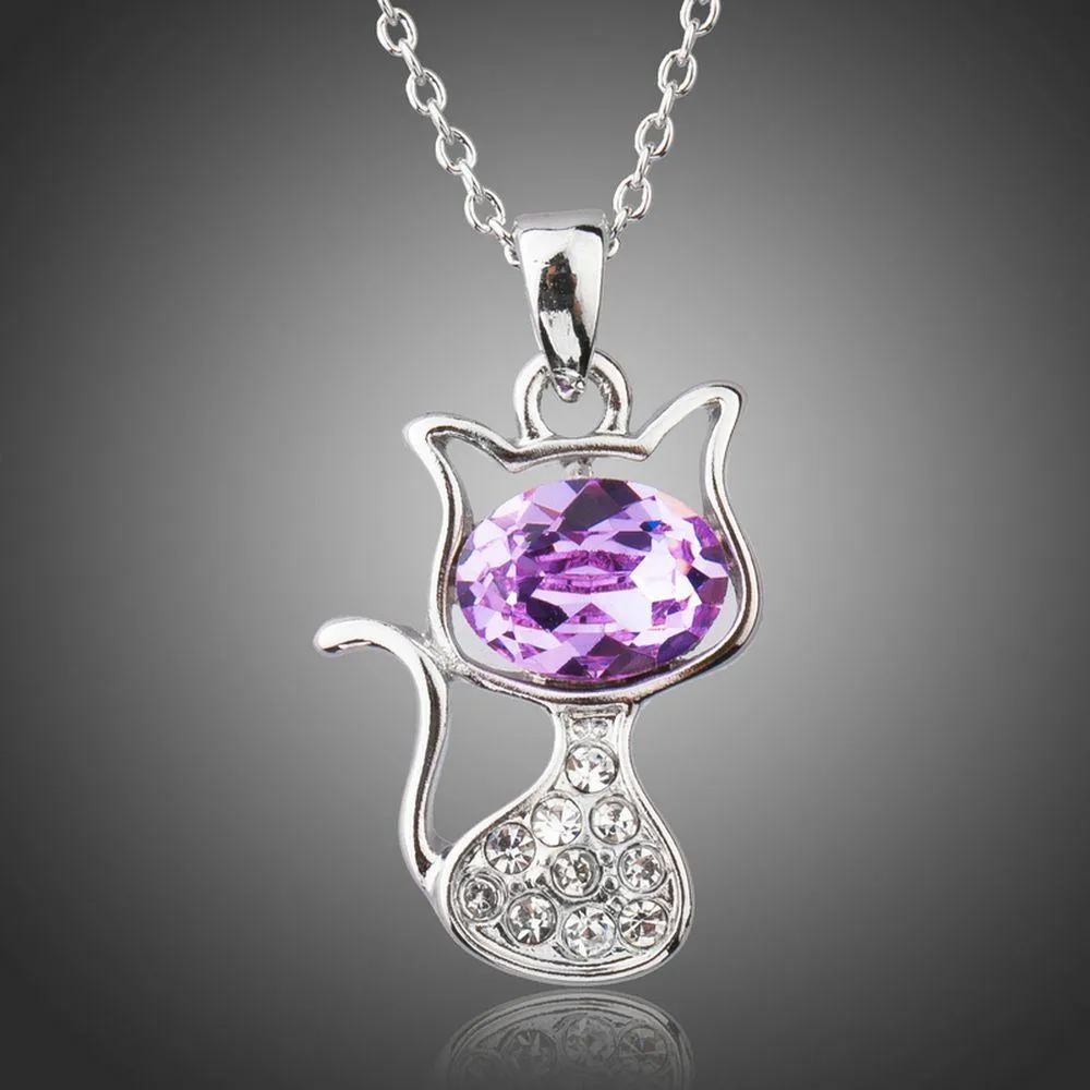 Purple Cat Pendant Necklace KPN0206