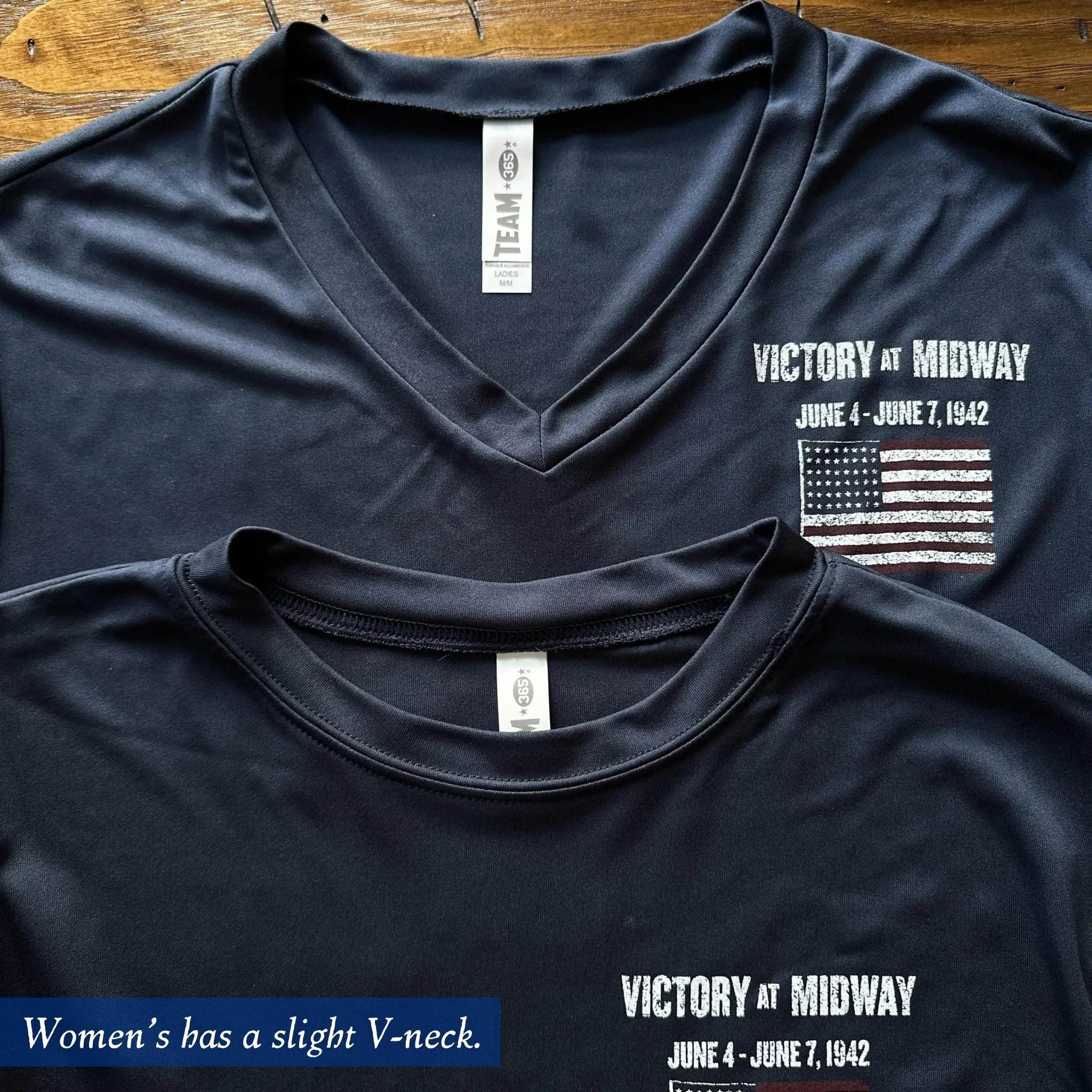 "Victory at Midway" on moisture-wicking 100% polyester interlock with SPF 40  UV protection - Long-sleeved
