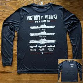 "Victory at Midway" on moisture-wicking 100% polyester interlock with SPF 40  UV protection - Long-sleeved
