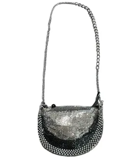 Rachel U Bag in Black and Silver