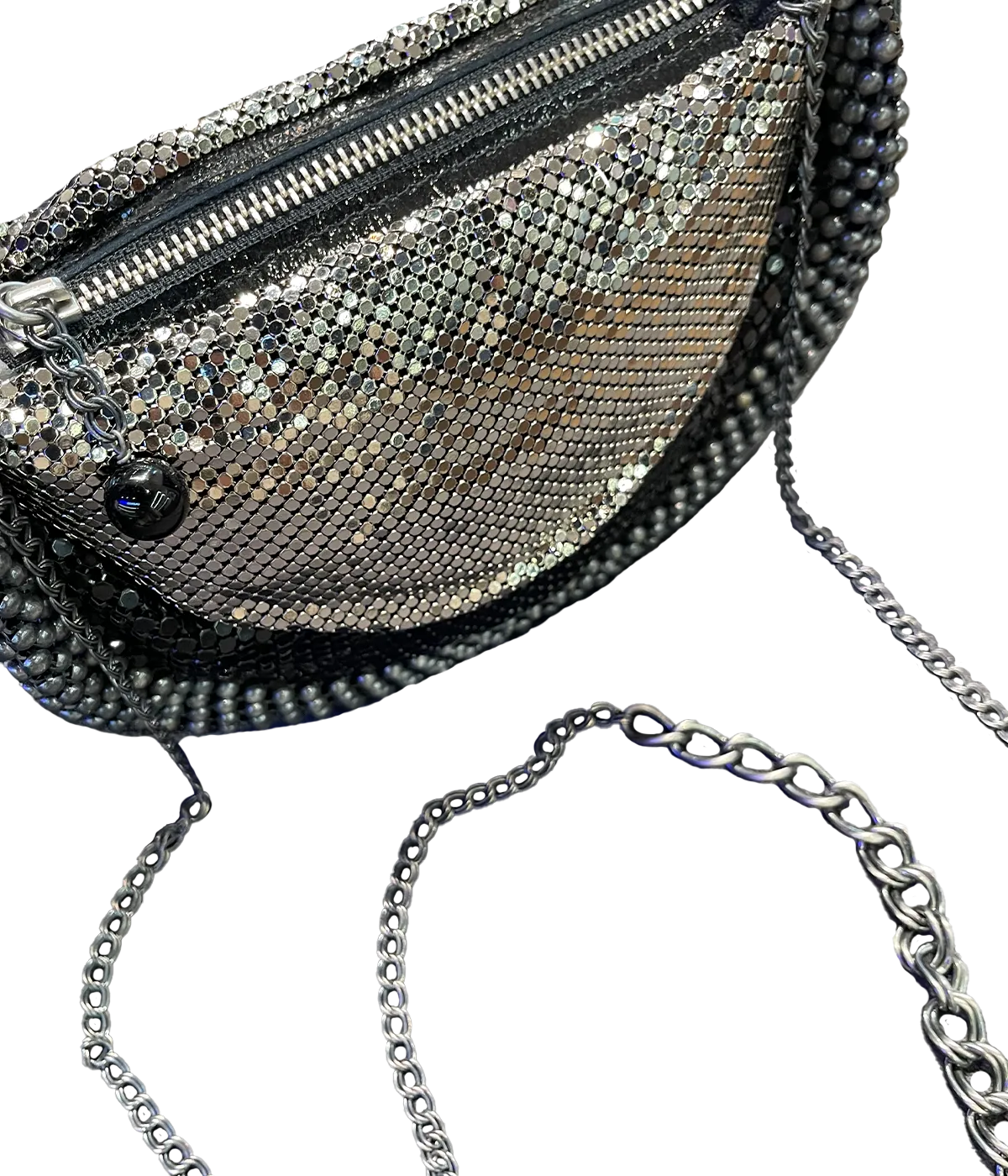 Rachel U Bag in Black and Silver