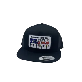 Red Dirt Men's Tejas Texas 5 Panel Hats Black Cap