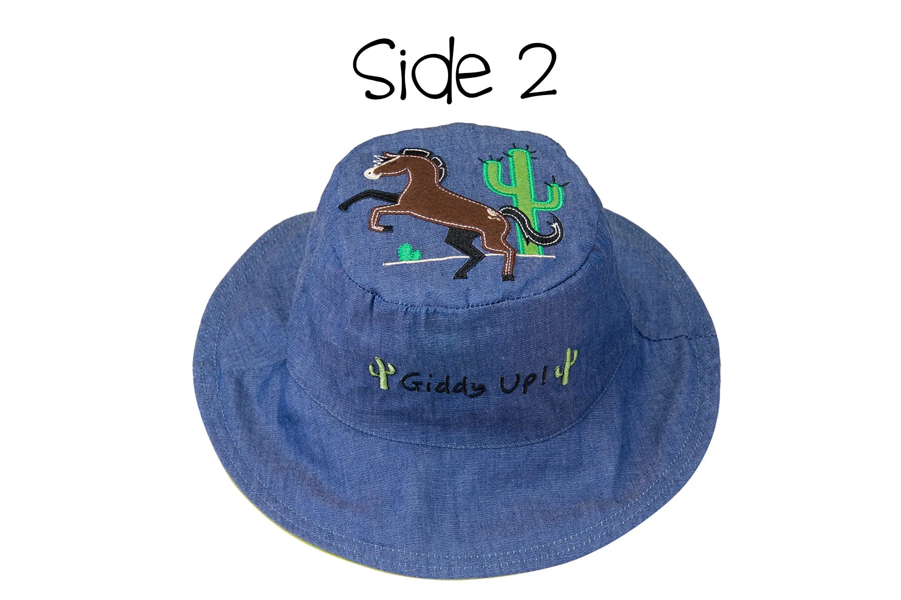 Reversible Kids Sun Hat - Cowboy / Horse