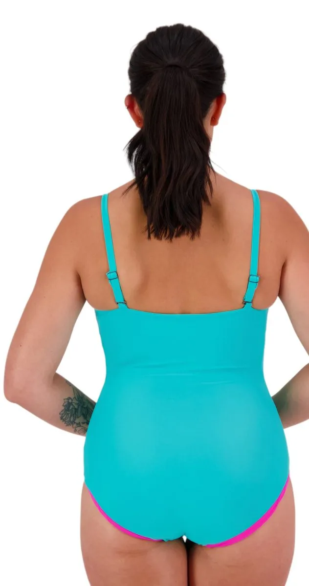 Reversible Underwired Suit (DD/E & F/G cup) - Aqua/Pink