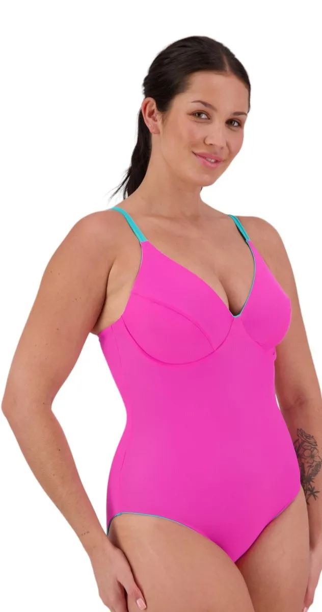 Reversible Underwired Suit (DD/E & F/G cup) - Aqua/Pink