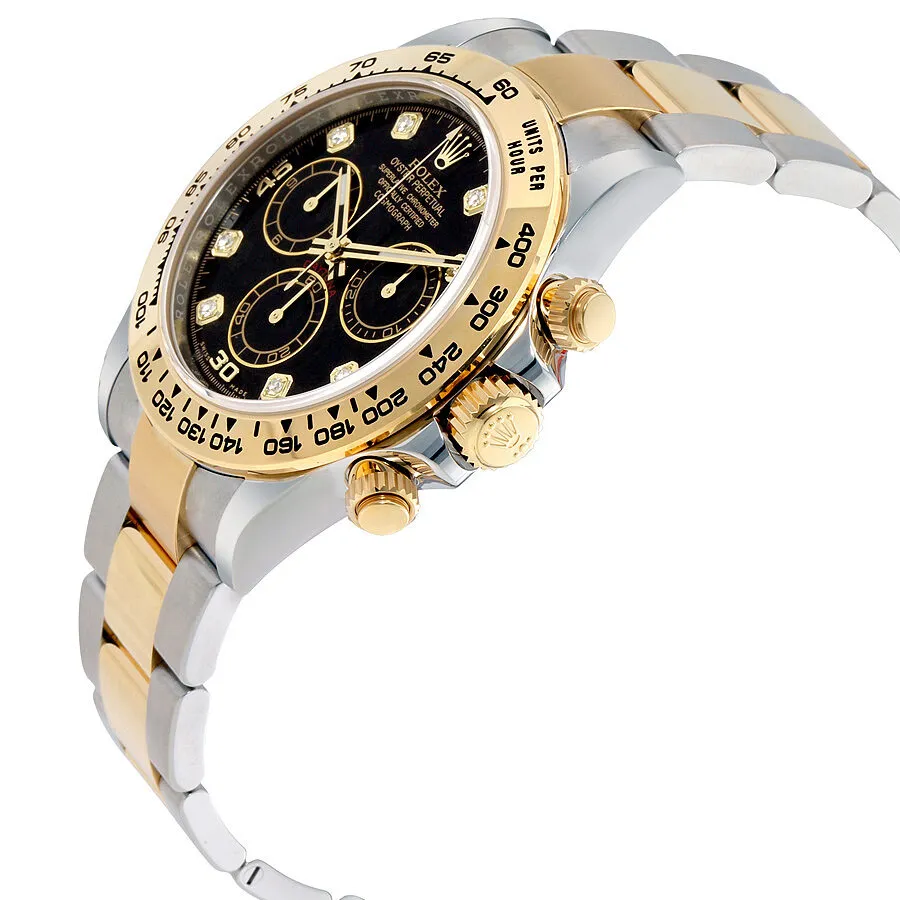 Rolex Cosmograph Daytona Black Diamond Dial Steel and 18K Yellow Gold Men's Watch 116503BKDO