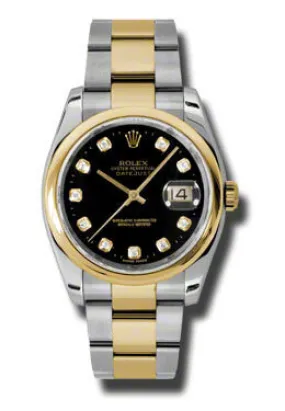 Rolex Datejust 36 Black Dial Stainless Steel and 18K Yellow Gold Oyster Bracelet Automatic Men's Watch 116203BKDO