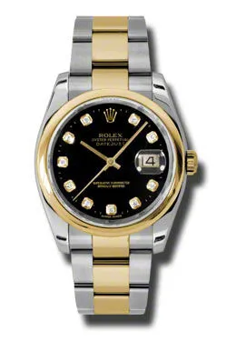 Rolex Datejust 36 Black Dial Stainless Steel and 18K Yellow Gold Oyster Bracelet Automatic Men's Watch 116203BKDO