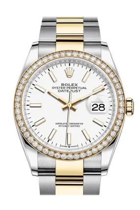 Rolex Datejust 36 White Dial Men's Steel and 18kt Yellow Gold Oyster Watch 126283WSO