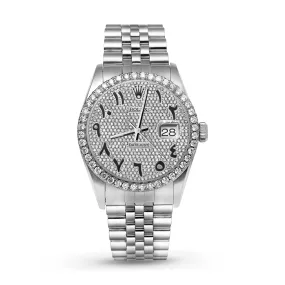 Rolex Datejust Diamond Bezel Watch 36mm Black Arabic Numeral Dial | 3.65ct