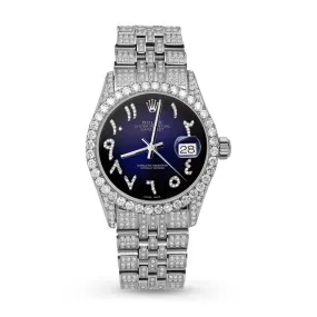 Rolex Datejust Diamond Bezel Watch 36mm Midnight Blue Arabic Dial | 10.25ct