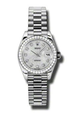 Rolex Lady-Datejust 26 Silver Dial Platinum President Automatic Ladies Watch 179136SJDP