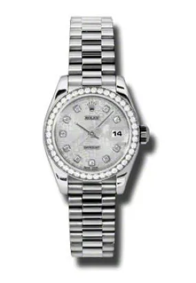 Rolex Lady-Datejust 26 Silver Dial Platinum President Automatic Ladies Watch 179136SJDP