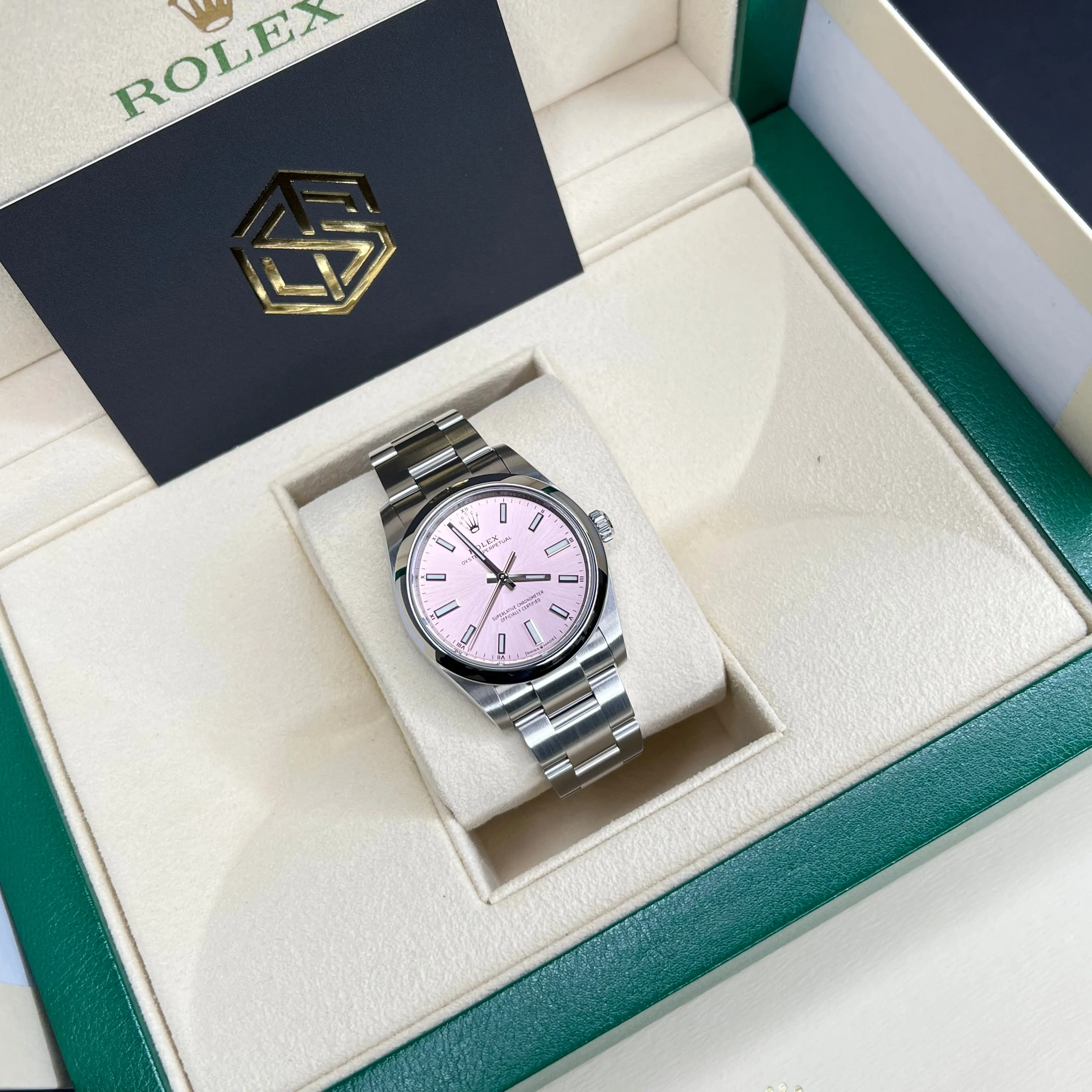 Rolex Oyster Perpetual 34 124200 Pink Dial 2022 Unworn Watch