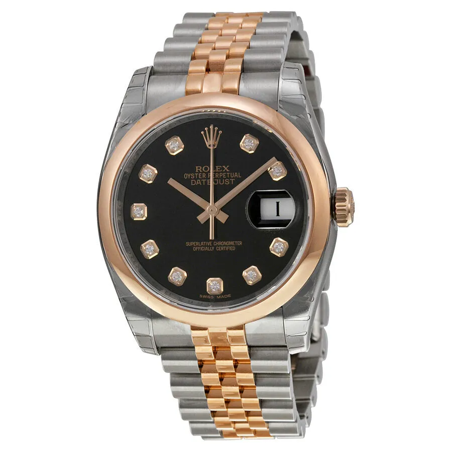 Rolex Oyster Perpetual Datejust 36 Black Dial Stainless Steel and 18K Everose Gold Jubilee Bracelet Automatic Men's Watch 116201BKDJ