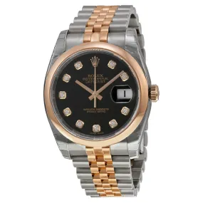Rolex Oyster Perpetual Datejust 36 Black Dial Stainless Steel and 18K Everose Gold Jubilee Bracelet Automatic Men's Watch 116201BKDJ