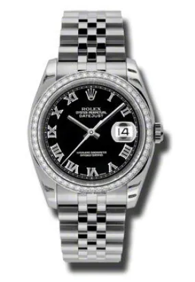 Rolex Oyster Perpetual Datejust 36 Black Dial Stainless Steel Jubilee Bracelet Automatic Ladies Watch 116244BKRJ