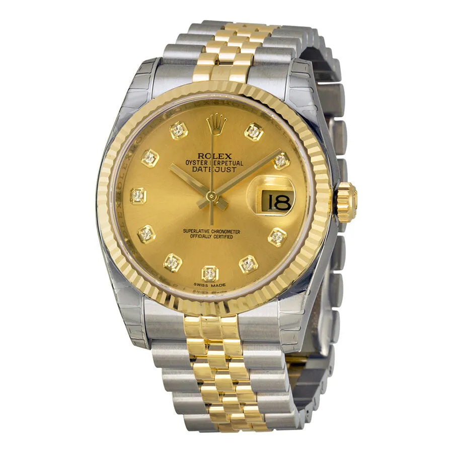 Rolex Oyster Perpetual Datejust 36 Champagne Dial Stainless Steel and 18K Yellow Gold Jubilee Bracelet Automatic Men's Watch 116233CDJ 116233-CDJ