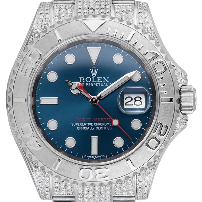 Rolex Yacht-Master 40 Steel Blue Dial Custom Micro Diamond Set 116622