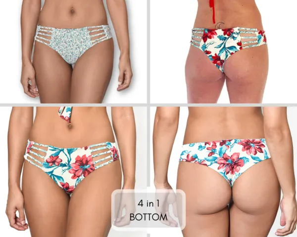 SEASON LEAVES Reversible Strapped Bikini Bottom