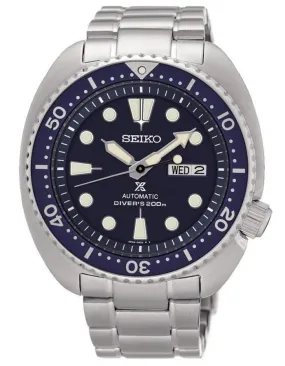 Seiko Prospex Mens Turtle Automatic - Stainles - Bracelet - Blue Dial - Day/Dat
