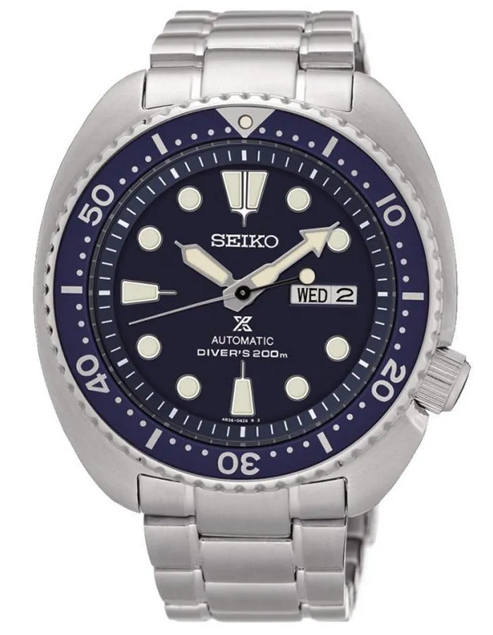 Seiko Prospex Mens Turtle Automatic - Stainles - Bracelet - Blue Dial - Day/Dat