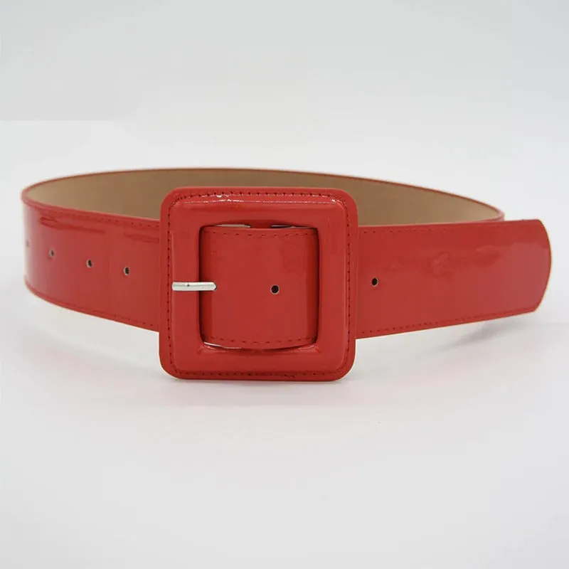 Shiny Plus Size Vegan Leather Wide Adjustable Waist Belts