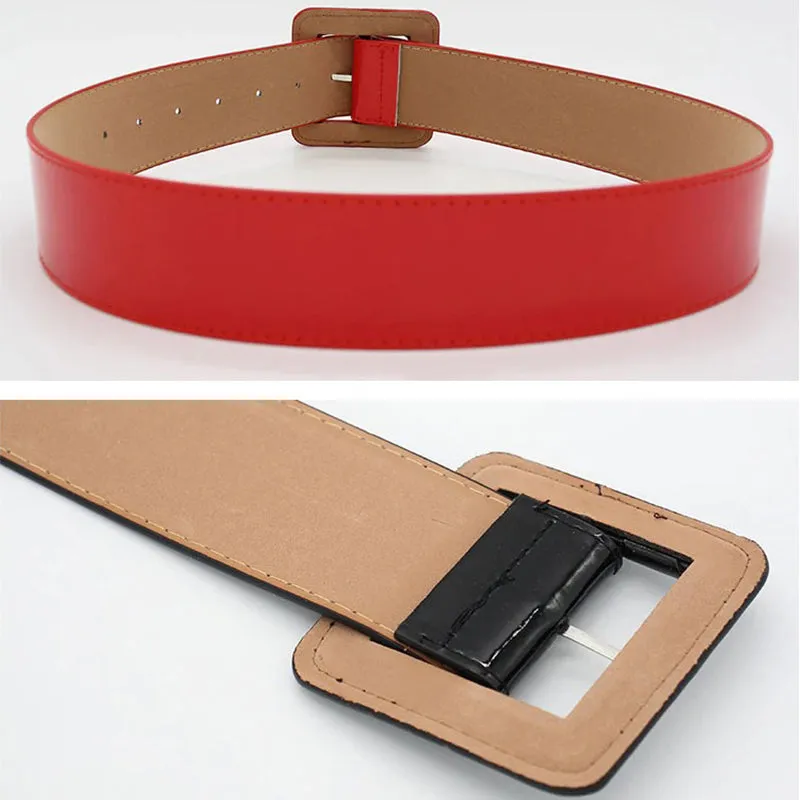 Shiny Plus Size Vegan Leather Wide Adjustable Waist Belts