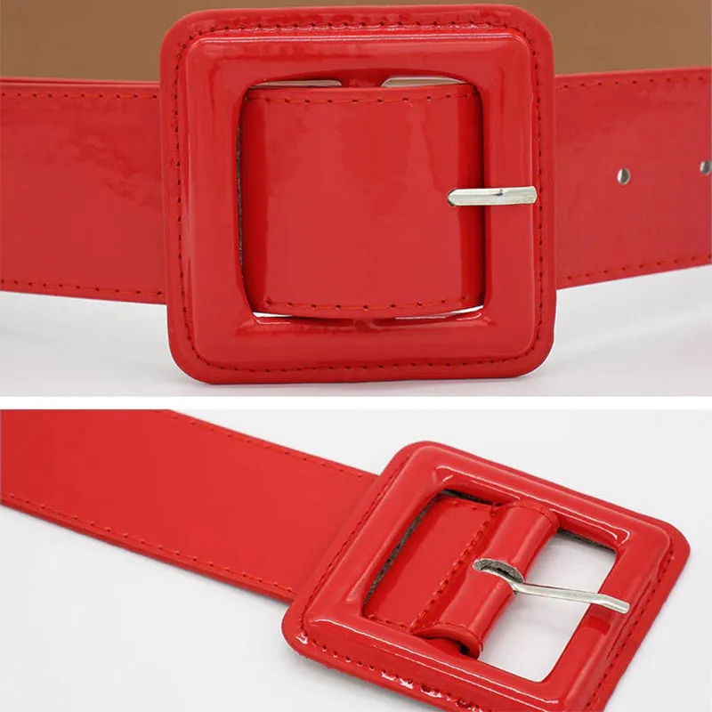 Shiny Plus Size Vegan Leather Wide Adjustable Waist Belts