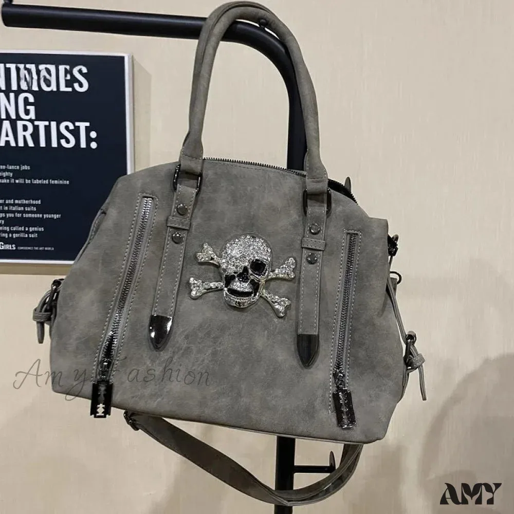 Skull Gothic Harajuku Bag Y2K Capacity Shoulder Head Large Diamond Punk