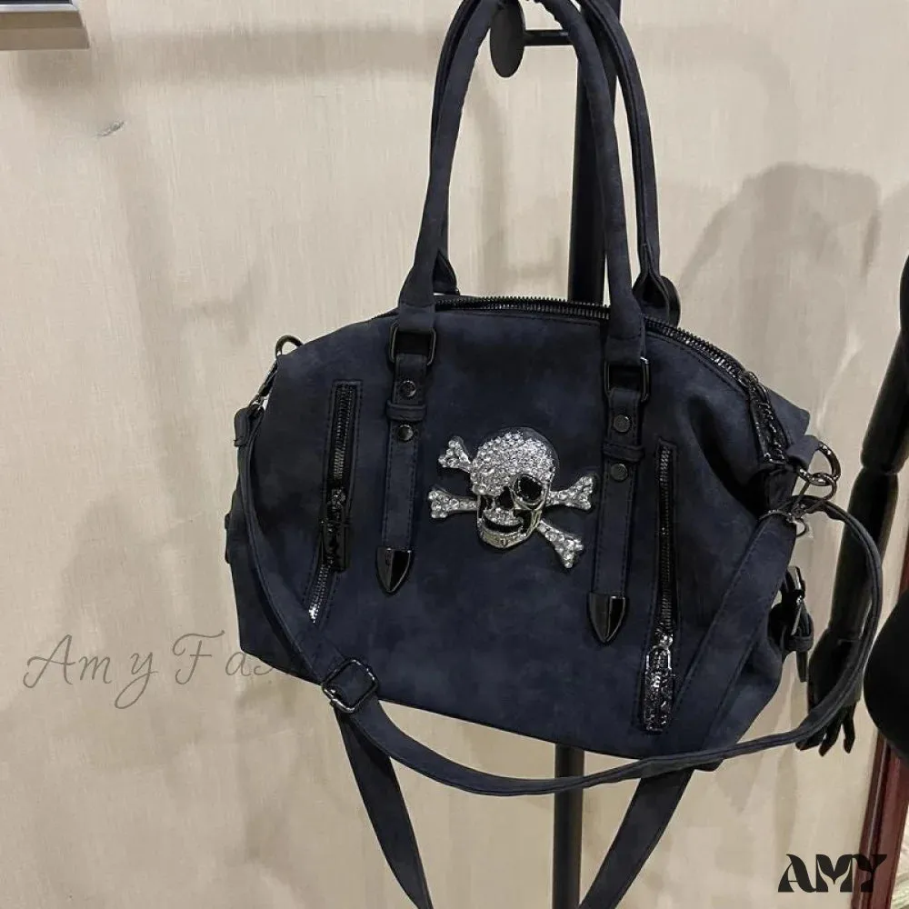 Skull Gothic Harajuku Bag Y2K Capacity Shoulder Head Large Diamond Punk