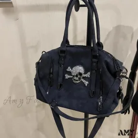Skull Gothic Harajuku Bag Y2K Capacity Shoulder Head Large Diamond Punk