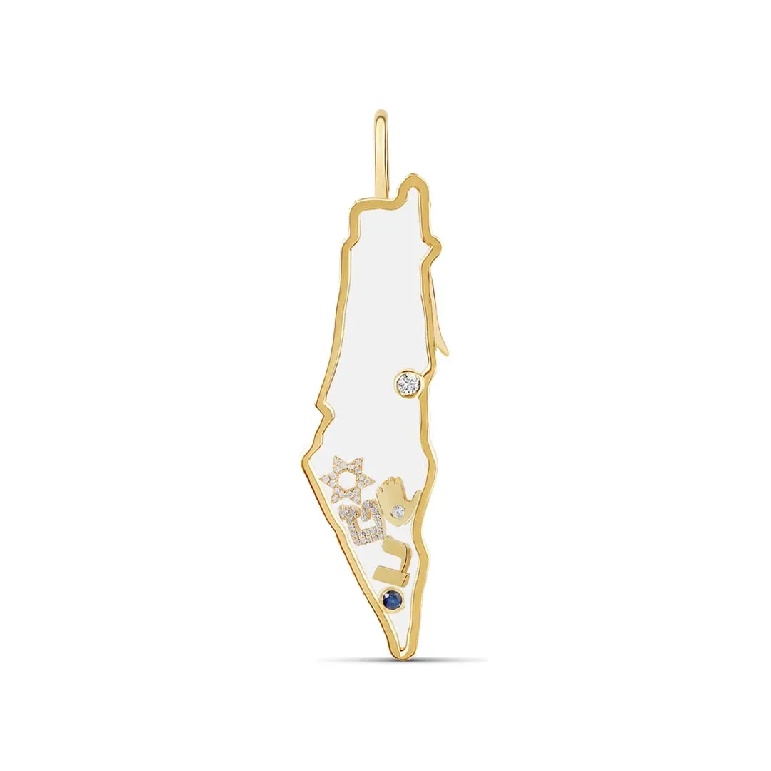Solid Israel Map Glass Charm Locket