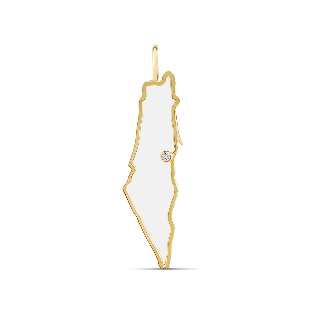 Solid Israel Map Glass Charm Locket