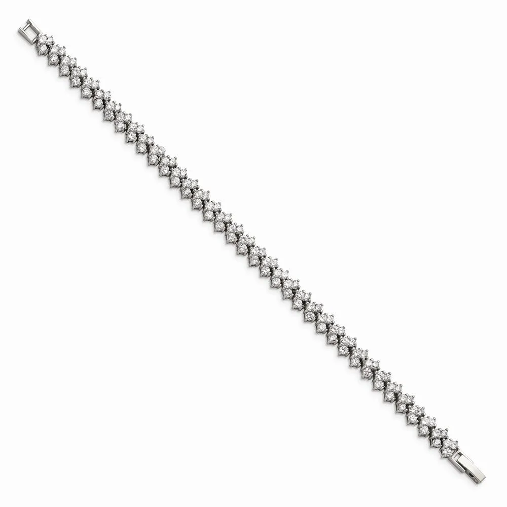 Stainless Steel Fancy CZ 7.5in Bracelet