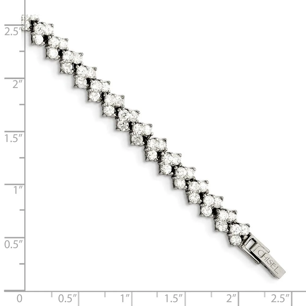 Stainless Steel Fancy CZ 7.5in Bracelet
