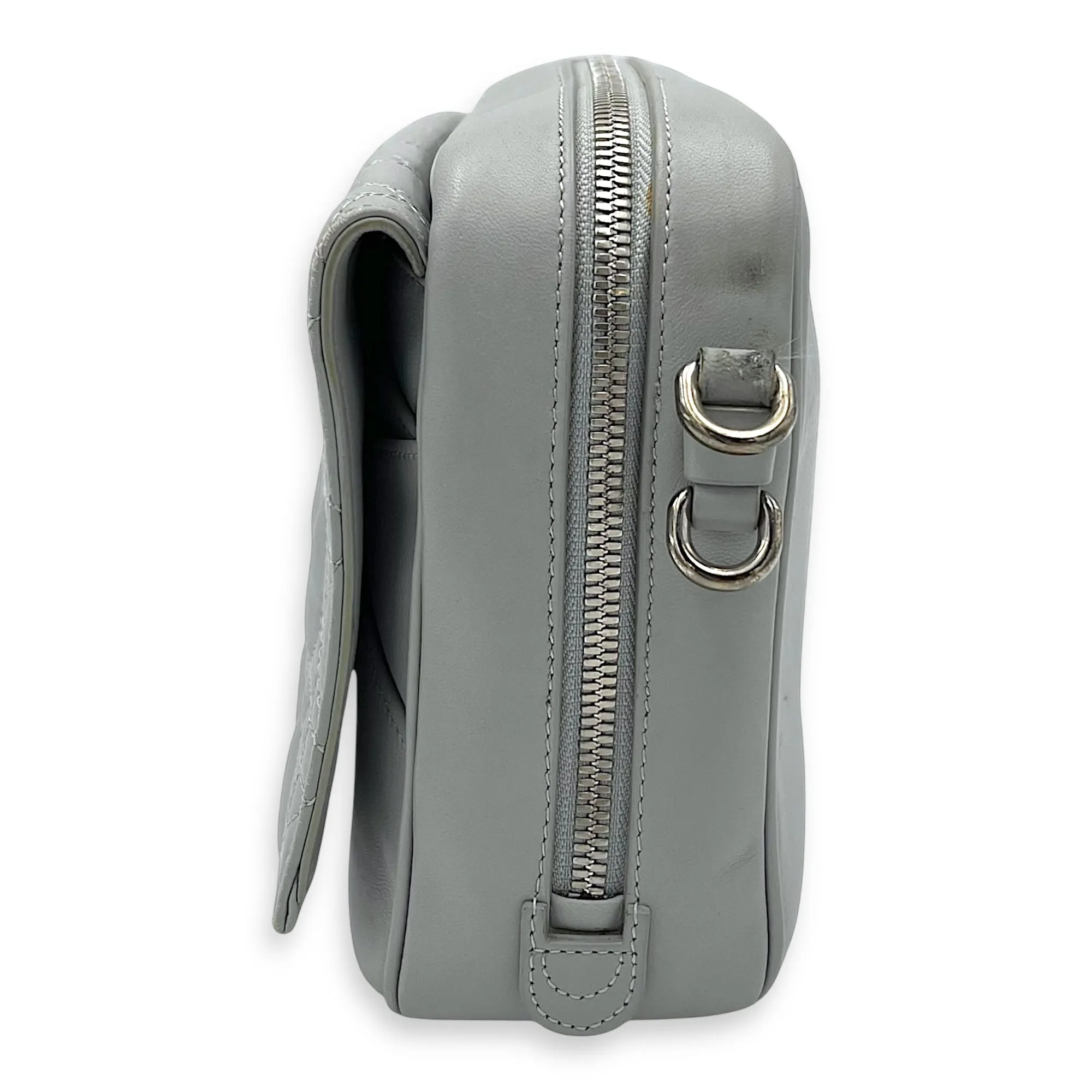 Stardust Crossbody Bag Grey in Lambskin, Silver hardware