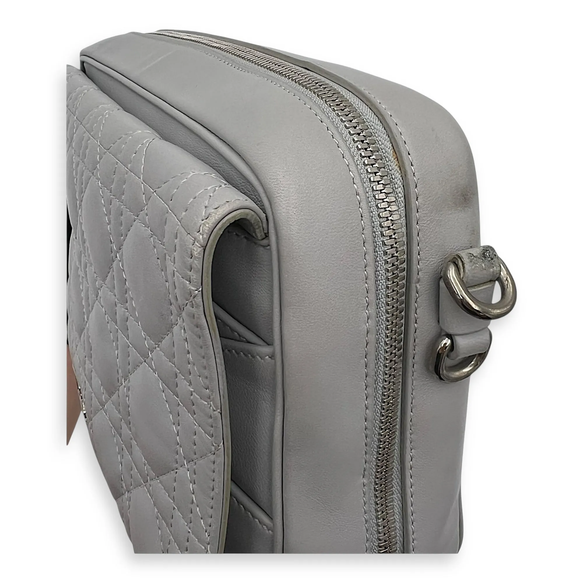 Stardust Crossbody Bag Grey in Lambskin, Silver hardware