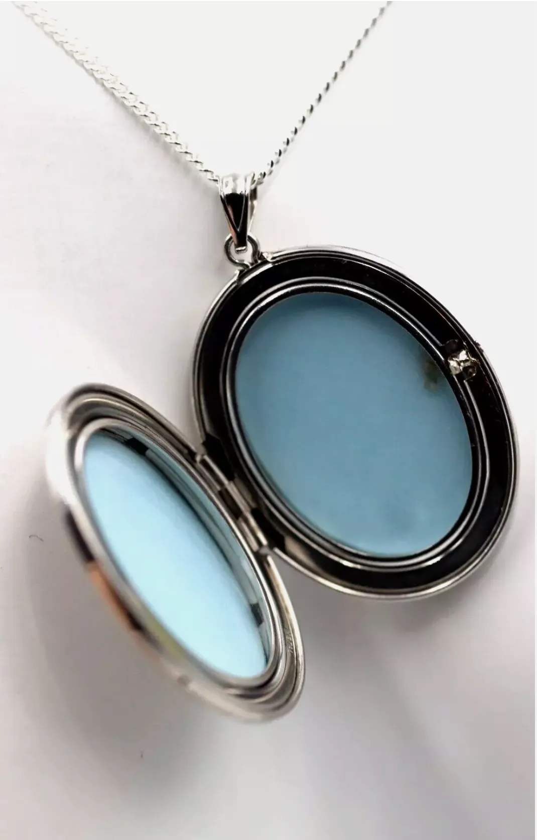 Sterling Silver 925 Oval Engraved Pendant Locket 2 photos   Necklace