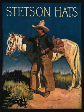 Stetson Hats Vintage Cowboy Western Metal Sign