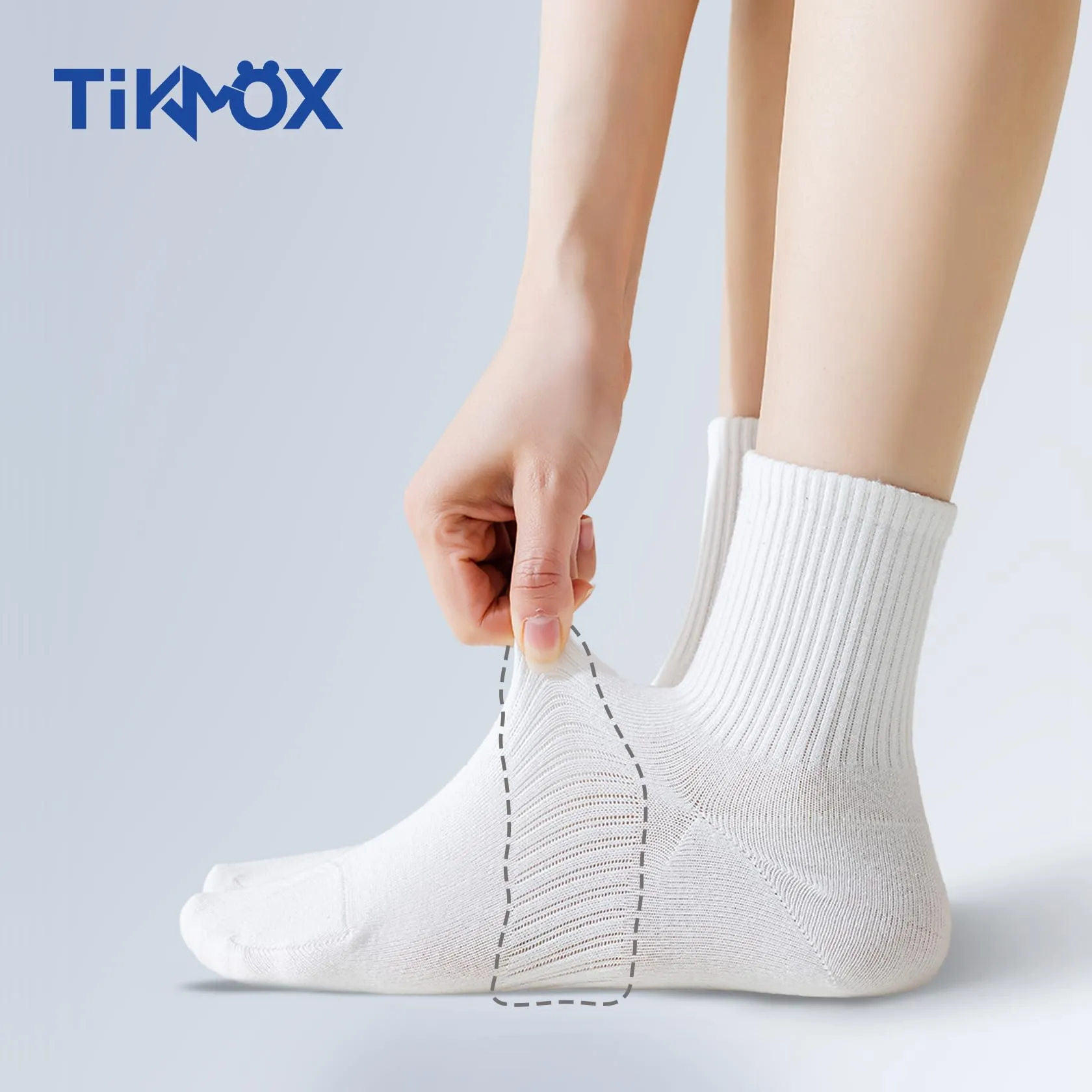 TikMox Athletic Running Socks with Arch Compression, Cotton Cushioned Crew Socks for a Secure Fit, White Black for Men & Women(3-6 pairs)