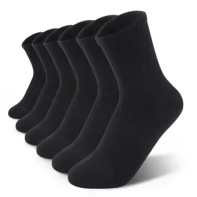TikMox Athletic Running Socks with Arch Compression, Cotton Cushioned Crew Socks for a Secure Fit, White Black for Men & Women(3-6 pairs)