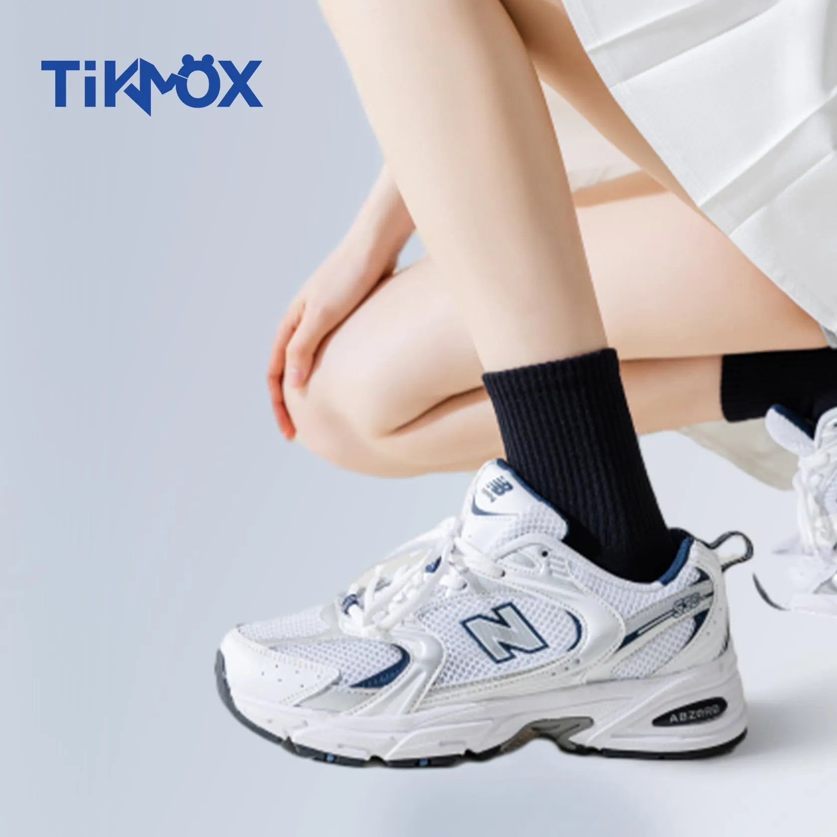 TikMox Athletic Running Socks with Arch Compression, Cotton Cushioned Crew Socks for a Secure Fit, White Black for Men & Women(3-6 pairs)