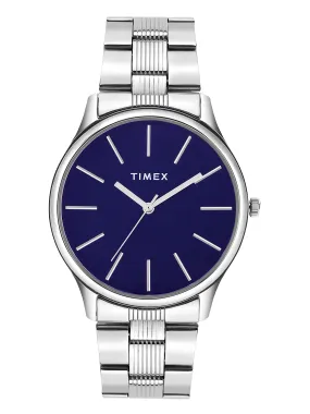 TIMEX Stainless Steel 3 Hands Men Analog Blue Dial Coloured Quartz Watch, Round Dial with 40 Mm Case Width - Twtg73Smu01