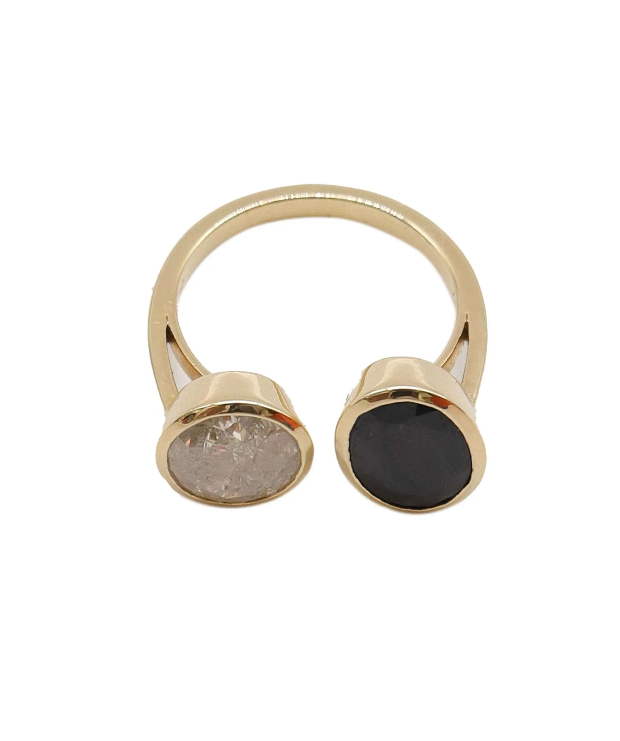 Twin Ring Blue Sapphire   Diamond Yellow Gold DXBS2686