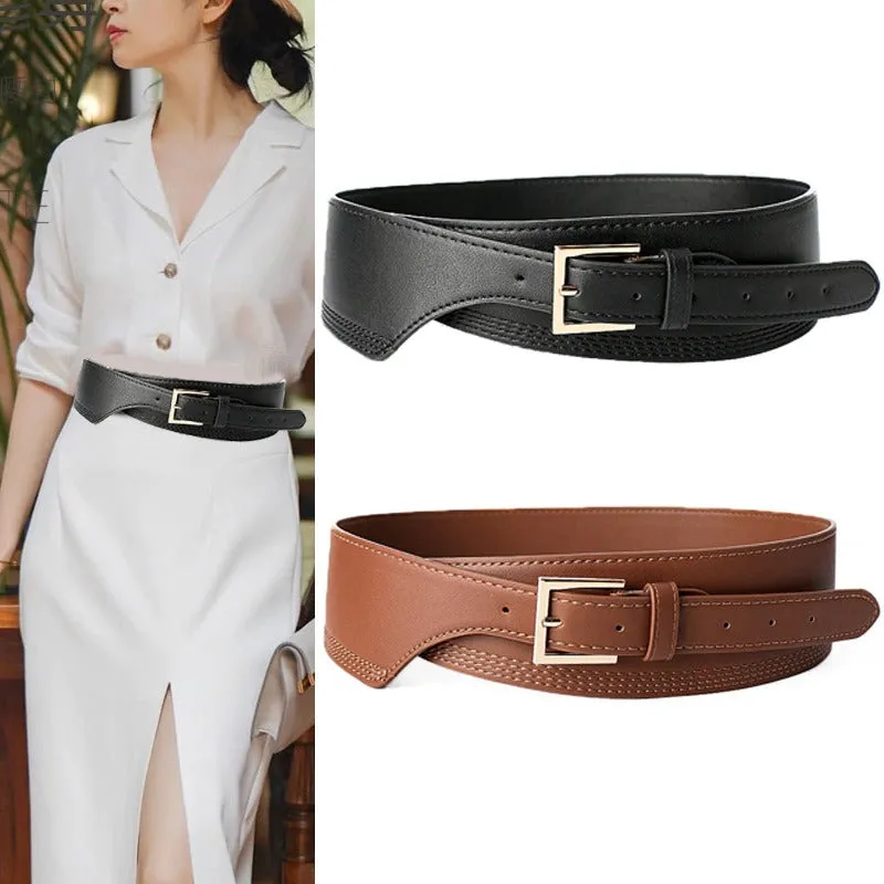 Unique Fashionable Women's Wide and Soft Vegan Leather Waist Belts
