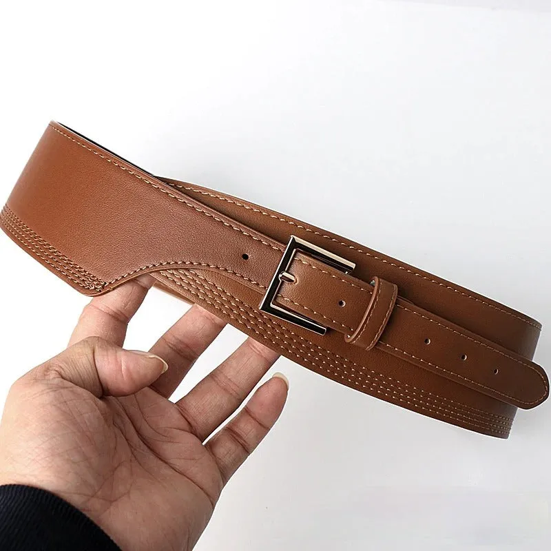 Unique Fashionable Women's Wide and Soft Vegan Leather Waist Belts
