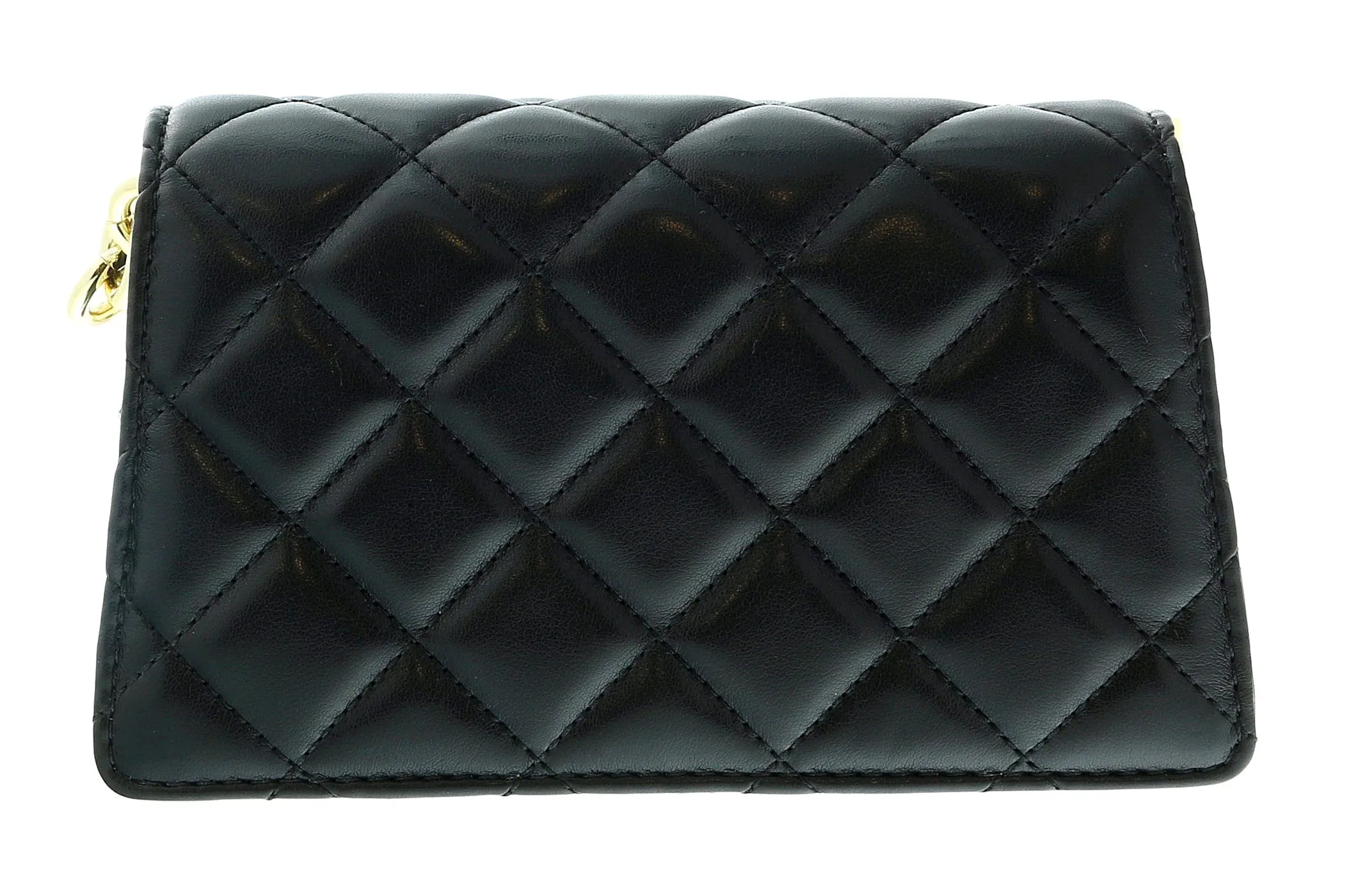 Versace Jeans Couture Black Charm Chain Strap Small Quilted Shoulder Bag