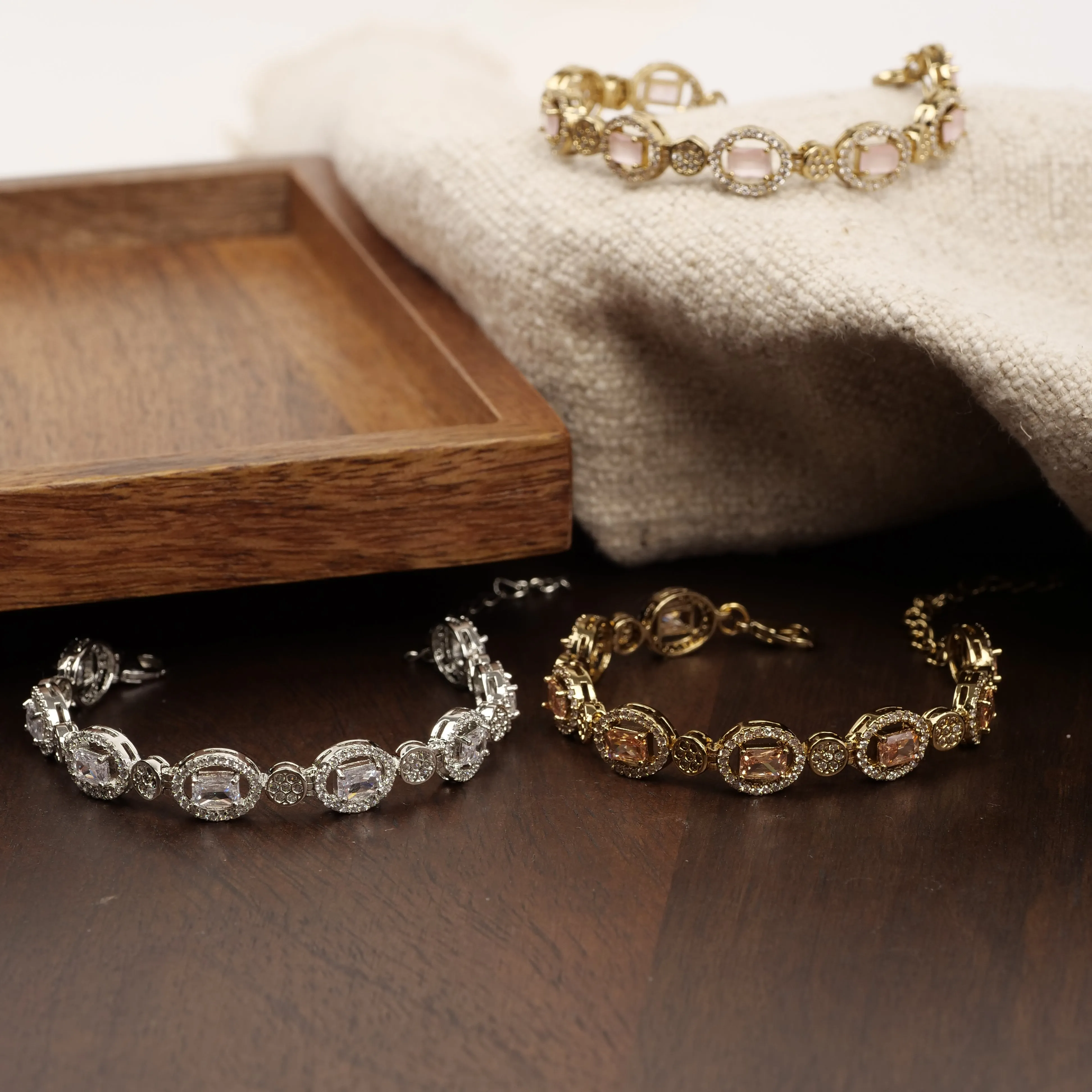 White Halo Cubic Zirconia Bracelet