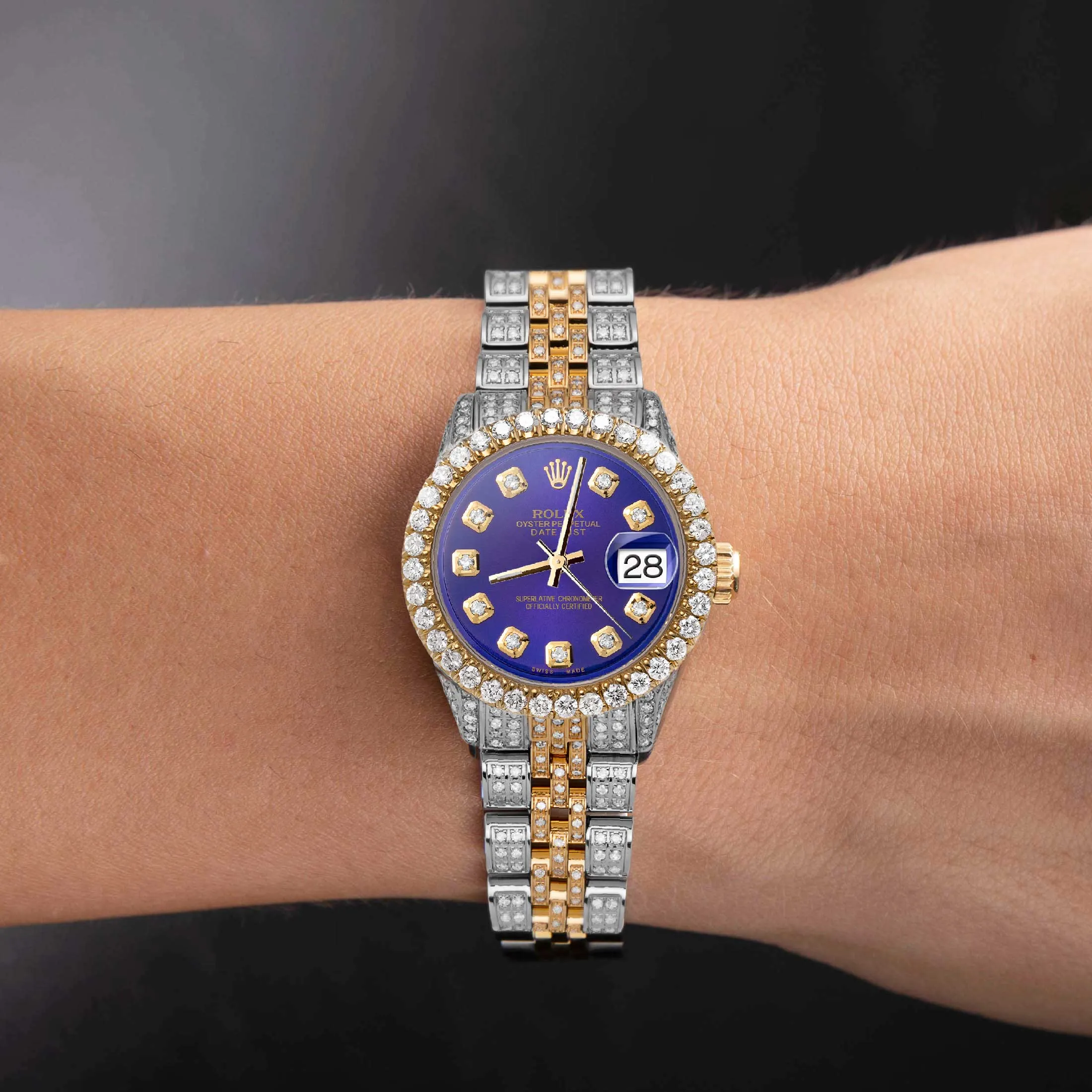 Women's Rolex Datejust Diamond Bezel Watch 26mm Midnight Blue Dial | 6.20ct